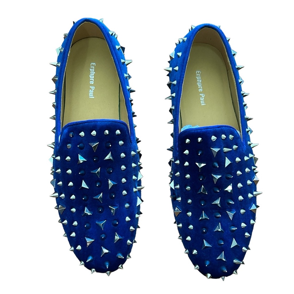 Erphpre Paul Blue Velvet Rivet Loafer NWT Size:9